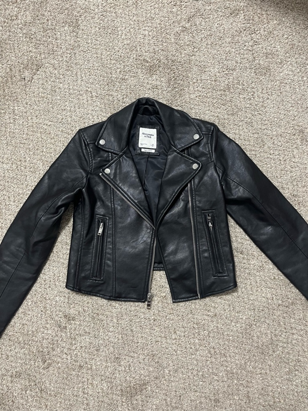 Abercrombie & Fitch Black Faux Leather Moto Jacket